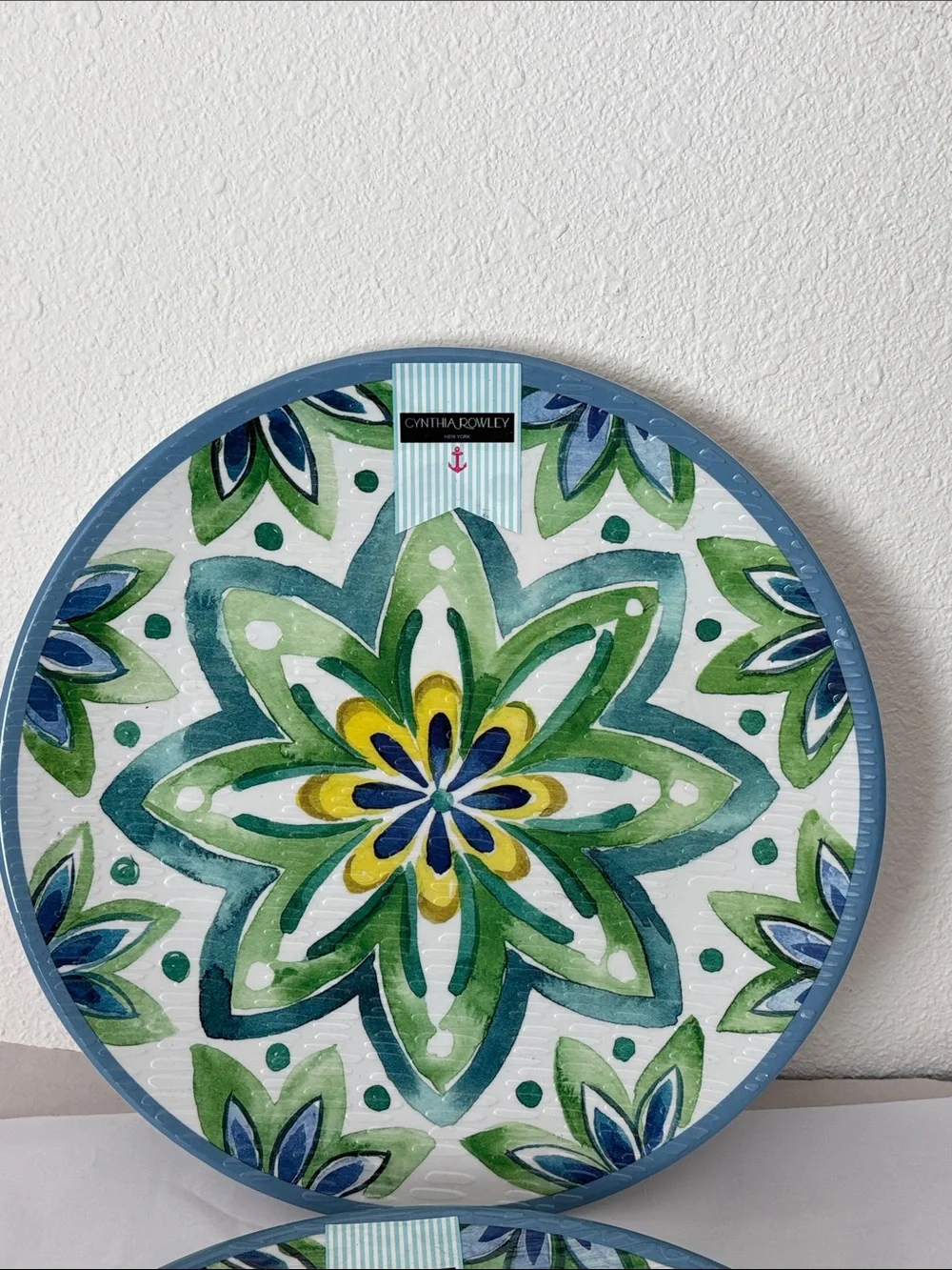 Cynthia Rowley Blue, Green & Yellow Floral plates